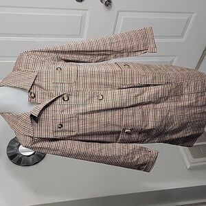 Cabi Women Sherlock Trench Coat Houndstooth Belted  Medium Buttons Belt NEW